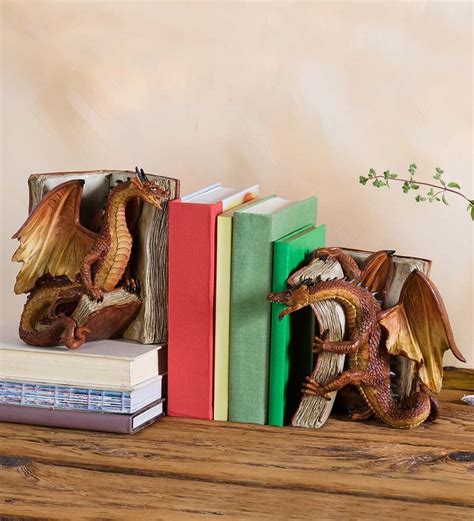 Amazon.com: Wind & Weather Fighting Dragon Decorative Bookends, Resin, 7.75 sq. x 7 H : Home ...