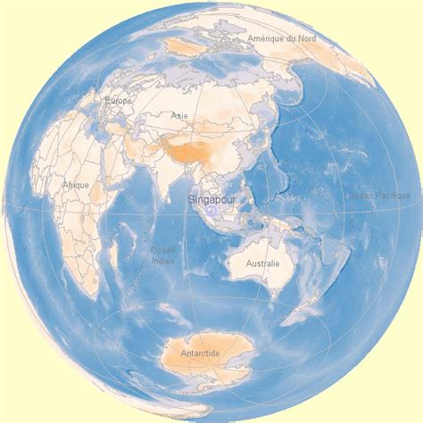 Carte Du Monde Vu De Singapour