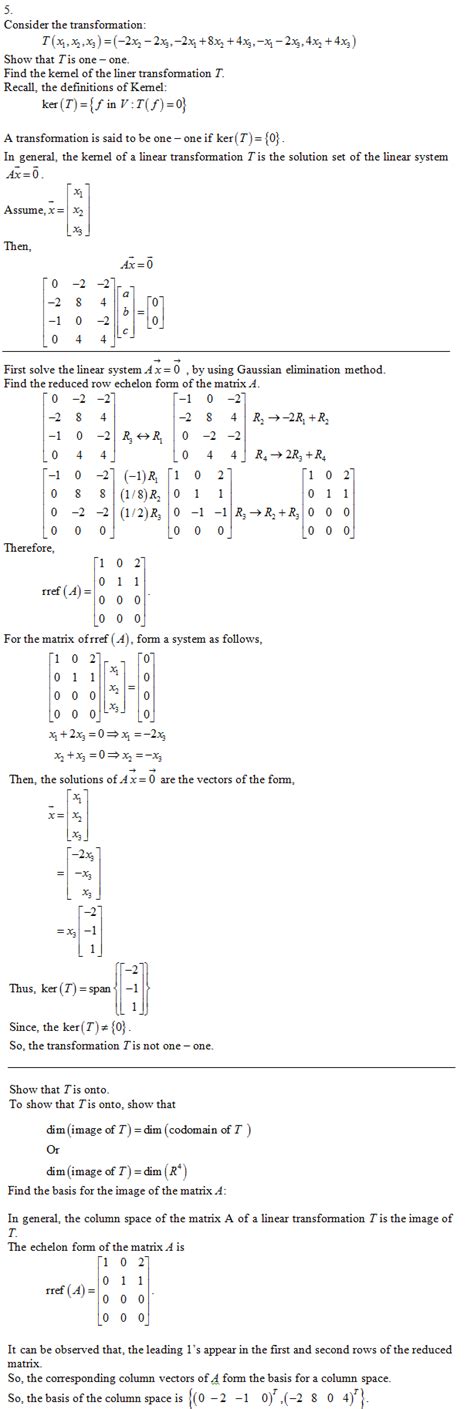 Solved Determine Whether The Linear Transformation T Is One To One