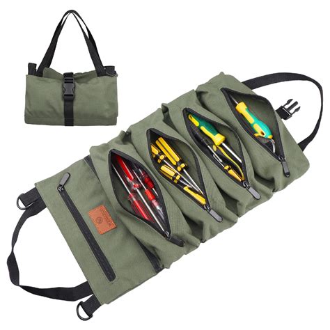 Roll Up Tool Pouch Wrench Roll Up Bag Multi Purpose Canvas Tool Roll