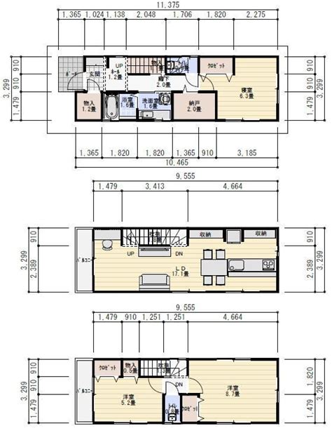 狭小間口に建つ三階建ての住宅の間取り図 理想の間取り 家のプラン 住宅 間取り 間取り