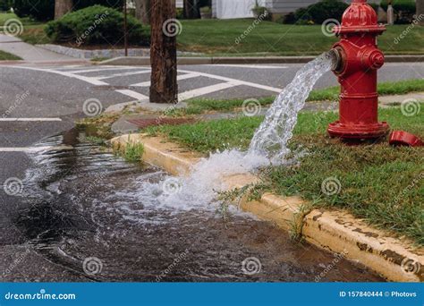 Opened Fire Hydrant Later Leak Spray Stock Photo Image Of Environment