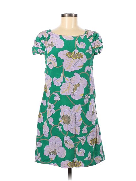 Tibi 100 Silk Floral Multi Color Green Casual Dress Size 6 84 Off