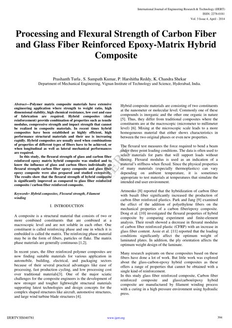 Pdf Processing And Flexural Strength Of Carbon Fiber And Glass Fiber