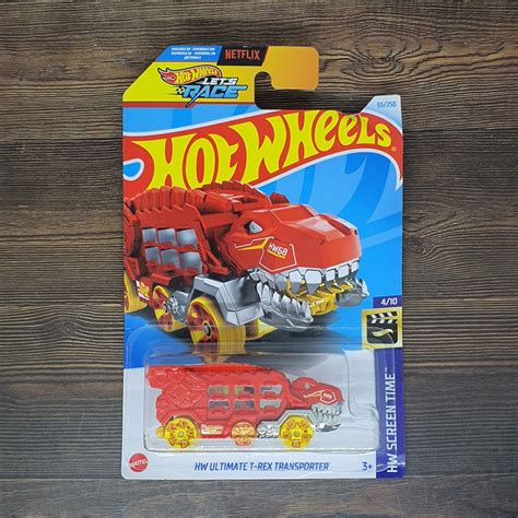Merah Hot Wheels Ultimate T Rex Tansporter Hw Screen Time Red Hw Dinosaur Lets Race Movie