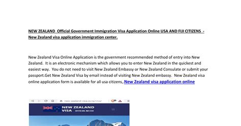 New Zealand Official Government Immigration Visa Application Online Usa