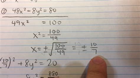 Solving A System Of 2 Second Degree Equations Example YouTube