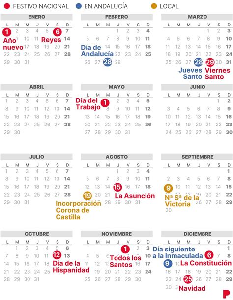 CALENDARIO Laboral De MALAGA De 2024 Con FESTIVOS