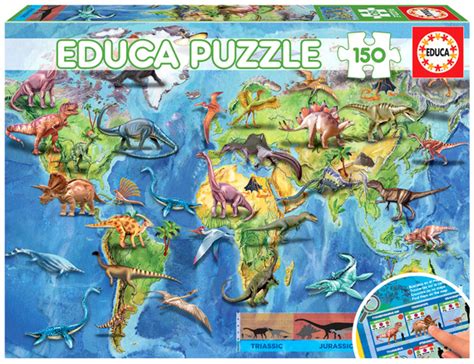 Puzzle El Mapa Wiata Dla Dzieci Dinozaury Dystrybucja Educa