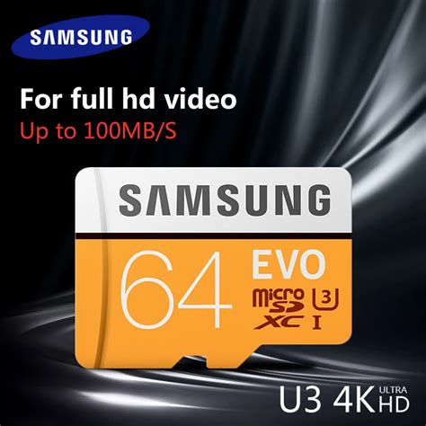 100 Original SAMSUNG Micro SD Card 64 GB U3 Memory Card EVO Plus 64GB