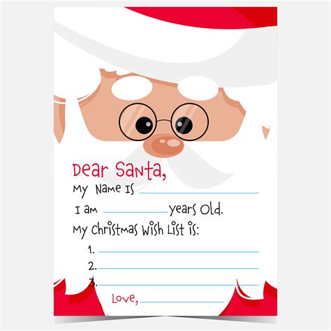 Postcard Or Letter Template To Fill With A Message And Wish List And