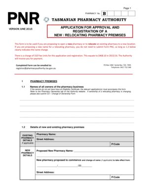 Fillable Online Pharmacyauthority Tas Gov Application For Approval And