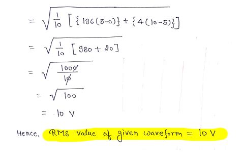 Solved Determine The Rms Value Of The Waveform Shown In The Figure