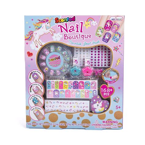 Hot Focus Scented Nail Boutique 168 Piece Unicorn Theme Nail Art Kit HFC 036SRUC Walmart