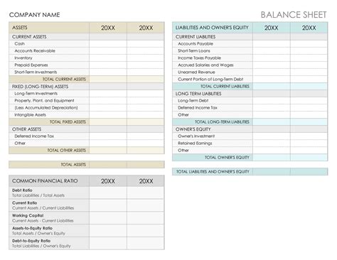 Free Printable Balance Sheet Templates Excel Word Pdf