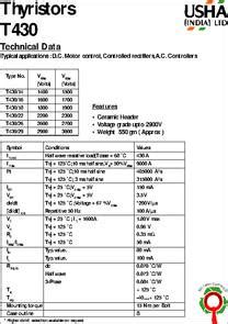 T430 datasheet - VDRM / VRRM (V) = 400-1800 ;; IT(AV) (A) = 430 ;; At ...