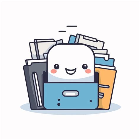 Premium Vector Cute Cartoon Printer With A Stack Of Documents Vector