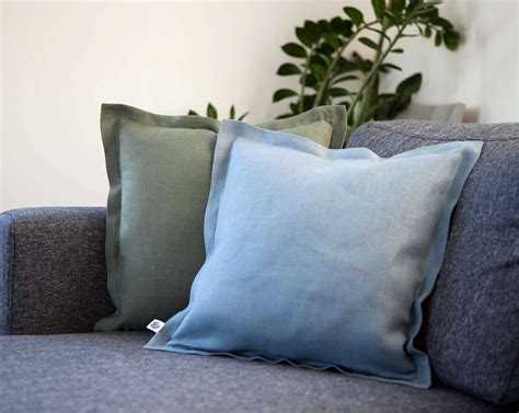 Dusty Blue Pillow Pillow Cover Natural Linen Pillowcase Etsy