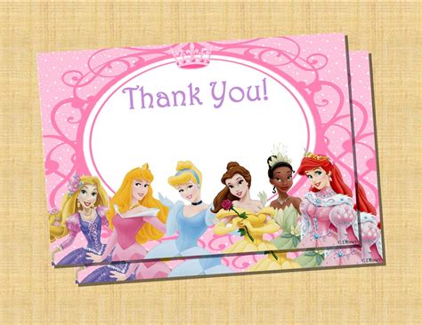 Disney Princess Thank You Card Printable Diy By Tlzdesigns