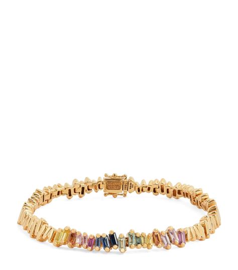 Suzanne Kalan Yellow Gold And Rainbow Sapphire Classic Id Bracelet