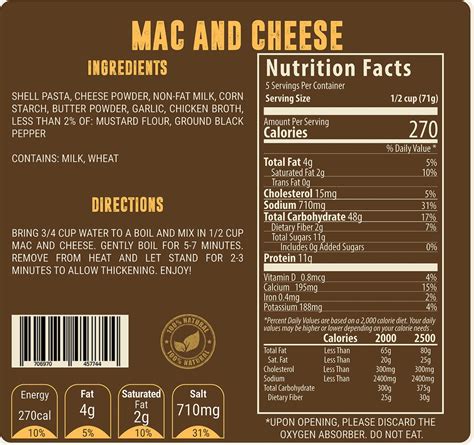 Easy mac and cheese nutrition facts - tidescapes