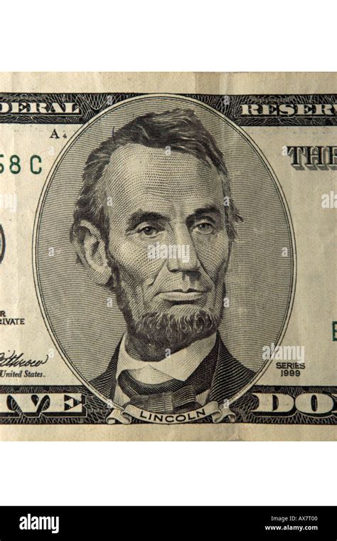 Picture Of Abraham Lincoln As Seen On Of An American Five Dollar Bill