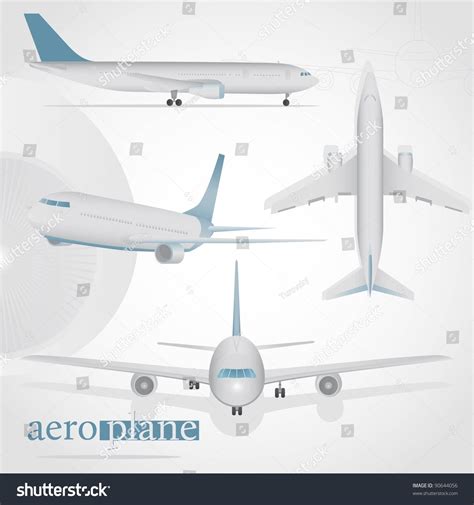 Aeroplane Different Positions Top View Flying Stock Vector 90644056 ...