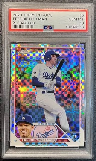 2023 TOPPS CHROME Freddie Freeman X réfracteur fracteur Dodgers PSA 10