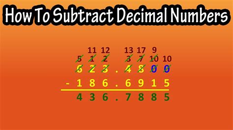 Decimal Subtraction How To Subtract Decimal Numbers Numbers With A