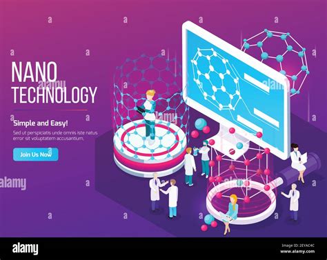 Nanotechnology Isometric Composition With Scientists In Working Process