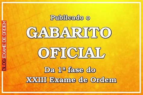 Gabarito Oficial Do XXIII Exame De Ordem Blog Exame De Ordem