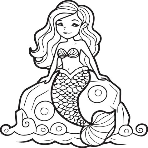 Mermaid coloring pages for coloring book. Mermaid outline coloring ...