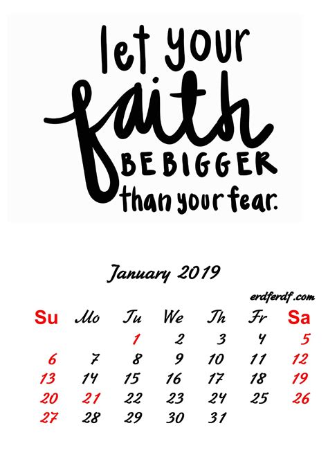 1 January 2019 Inspirational Quotes Pprintable Calendar | Inspirational ...