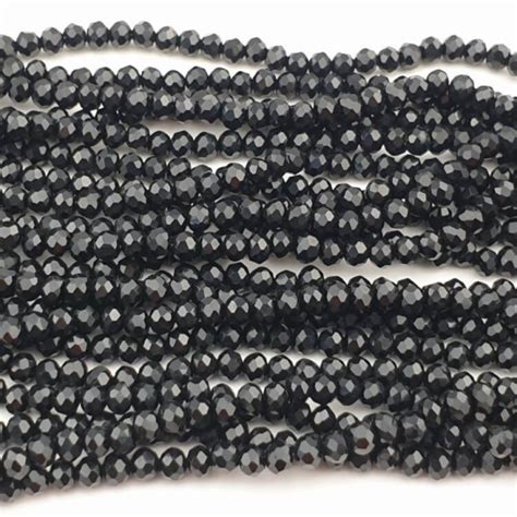 Koraliki Szklane 4x3 Mm Sznur Opaque Black