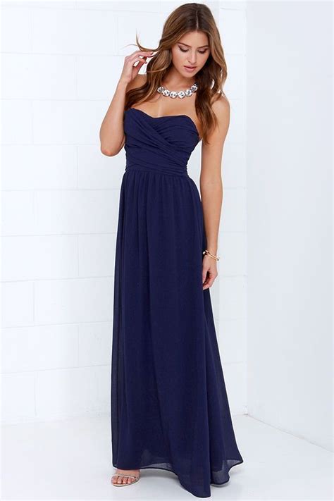 Royal Engagement Strapless Navy Blue Dress | Pretty bridesmaid dresses ...