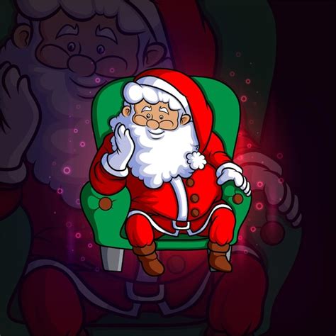 La Clause Du Père Noël Est Assise Sur La Conception Du Logo Esport Du