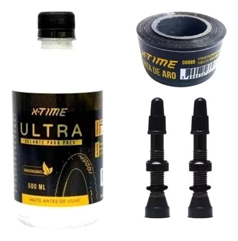 Kit Tubeless Completo Selante 500ml Par Válvula Fita 10mt