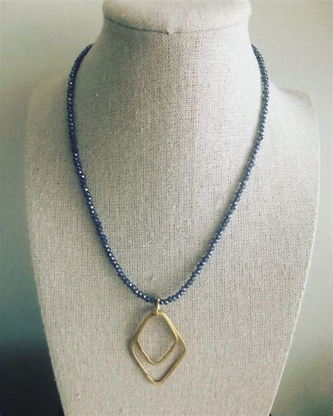 Dainty Blue Choker Necklace With Gold Vermeil Geometric Etsy In