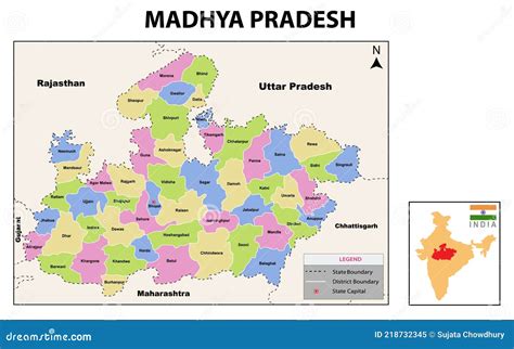 Madhya Pradesh Map. Political and Administrative Map of Madhya Pradesh ...