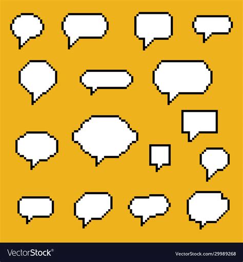 Set Pixel Art Speech Bubbles Royalty Free Vector Image