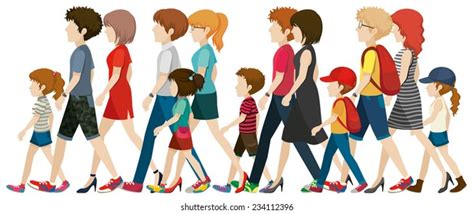 Group Of People Walking Sideview Over Royalty Free Licensable Stock