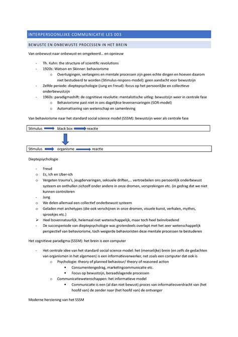 IPC 003 Lesnotities INTERPERSOONLIJKE COMMUNICATIE LES 003 BEWUSTE