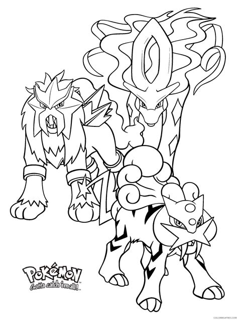 Entei Raikou Suicune Coloring Page Pokemon Coloring Page Page For