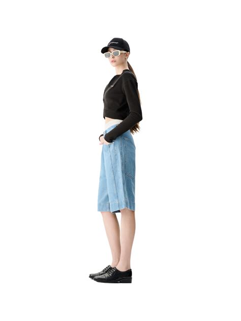 basic denim bermuda shorts laminapparel