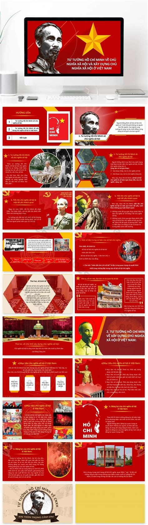 Mẫu PowerPoint Tư Tưởng Hồ Chí Minh Red PowerPoint PPTX Tải xuống