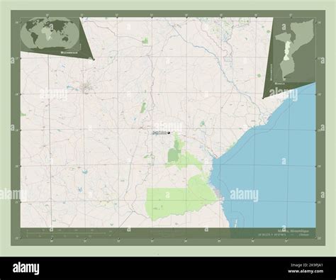 Manica, province of Mozambique. Open Street Map. Locations and names of