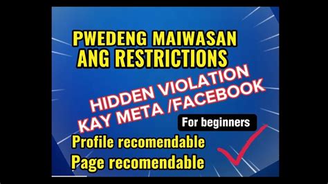 PAANO MAIWASAN ANG VIOLATION SA FACEBOOK HIDDEN RESTRICTION KAY