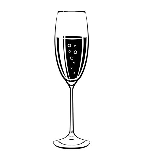 Champagne Glass Svg Alcohol Drink Label Vintage Vector Etsy