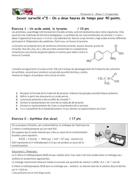 PDF Terminale S Partie 2 Comprendre Devoir surveillé n5 On a