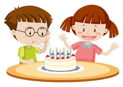 Kids blowing cake on birthday 430792 Vector Art at Vecteezy